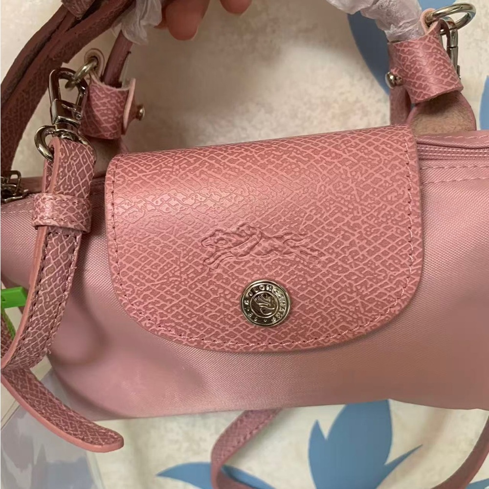 Longchamp Pink Mini Leather & Nylon Crossbody Bag - Picture 3 of 5
